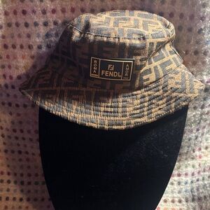 Fendi Black and Brown Patterned Bucket Hat